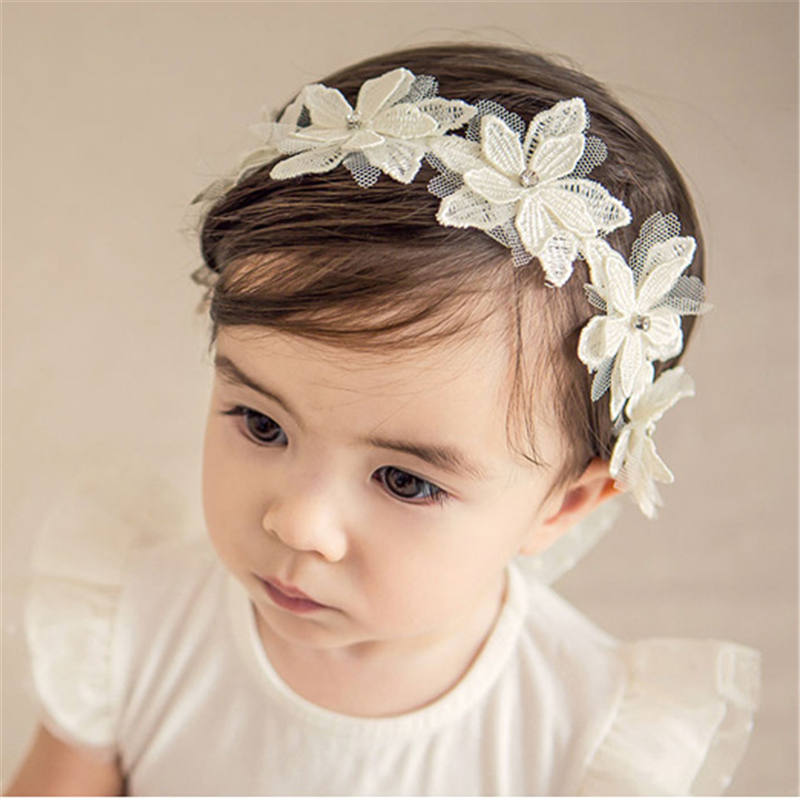 YUXIC Koreanische Stil Blume Baby Mädchen Stirnbänder Glitter Spitze Perlen Neugeborenen Geburtstag Party Stirnbänder Schöne Mädchen Headwear