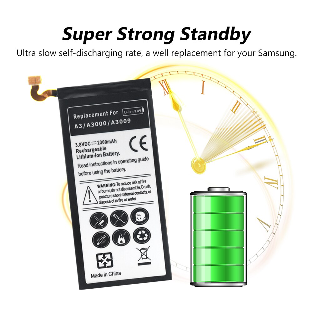 Pour Samsung Galaxy A3 EB-BA300ABE Batterie A300 A300F SM-A300FU A3000 A3009 A300X A300F Batterie Batterie 2300mAh Remplacement