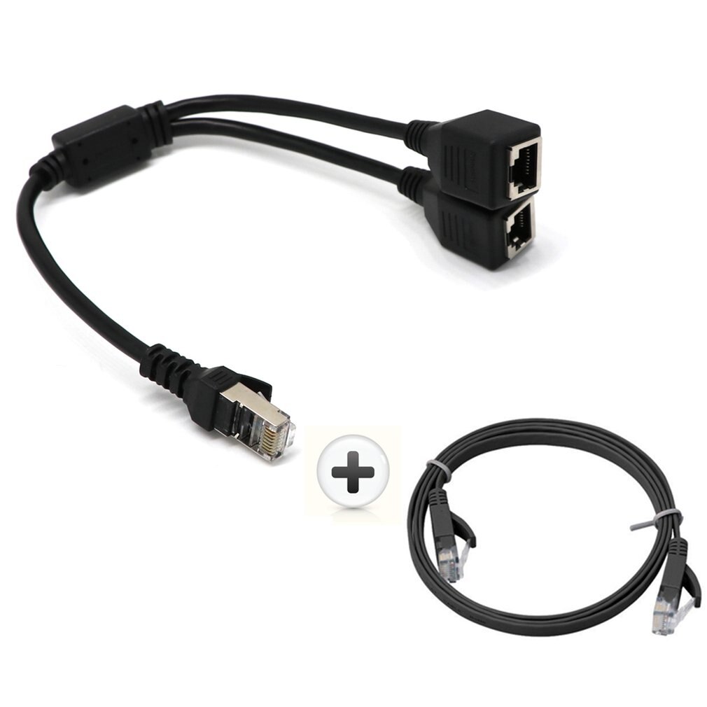 RJ45 Y Splitter Adapter Kabel 1 zu 2 Schalter Adapter Kabel für KATZE 5 LAN Ethernet RJ45 Ethernet LAN Schwarz Netz Buchse Splitter Hub: b