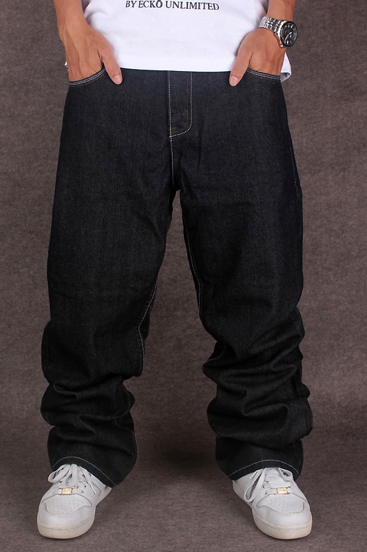 Verdienen silhouet constant Mannen Zwarte Baggy Jeans Hip Hop Cholyl Skateboard Broek Losse Stijl True  Hiphop Rap Jeans jongen Size30-46 – Grandado