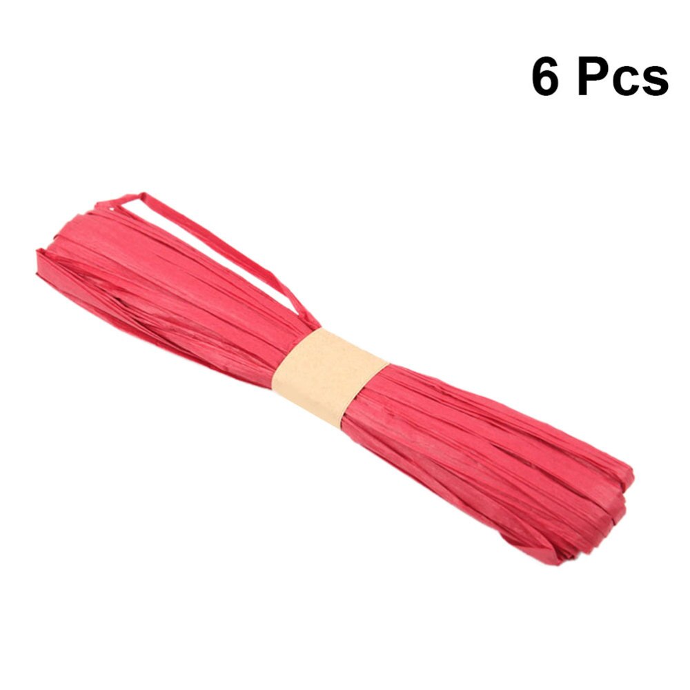 6pcs 20m Colorful Raffia Stripes Paper String for DIY Making Twisted Paper Craft String (Light Green): Red