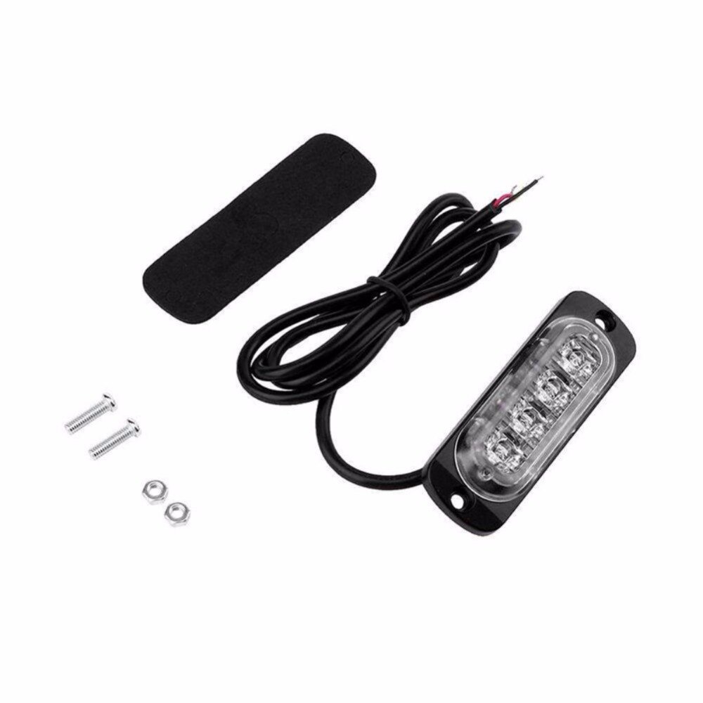 Voyant stroboscopique 12V-24V 4 LED, clignotant, lumière stroboscopique, lumière d'urgence pour voiture et camion, lampe de signalisation ambre