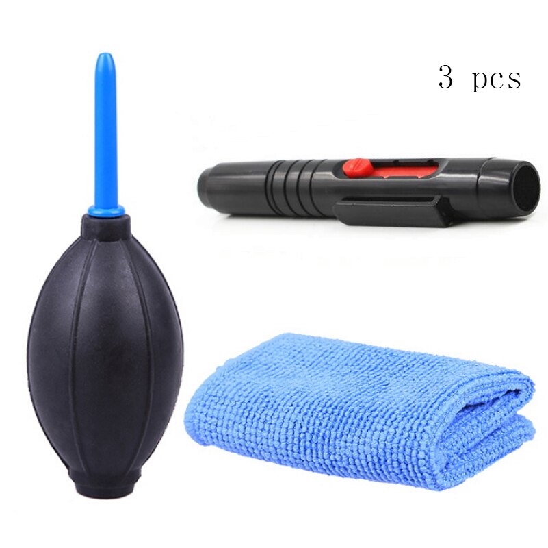 3 in 1 Kamera Objektiv Reinigung Bausätze Tragbare Bildschirm Staub Tuch Stift Luft Blasen Gebläse einstellen Weiche Pinsel für Tastatur handys