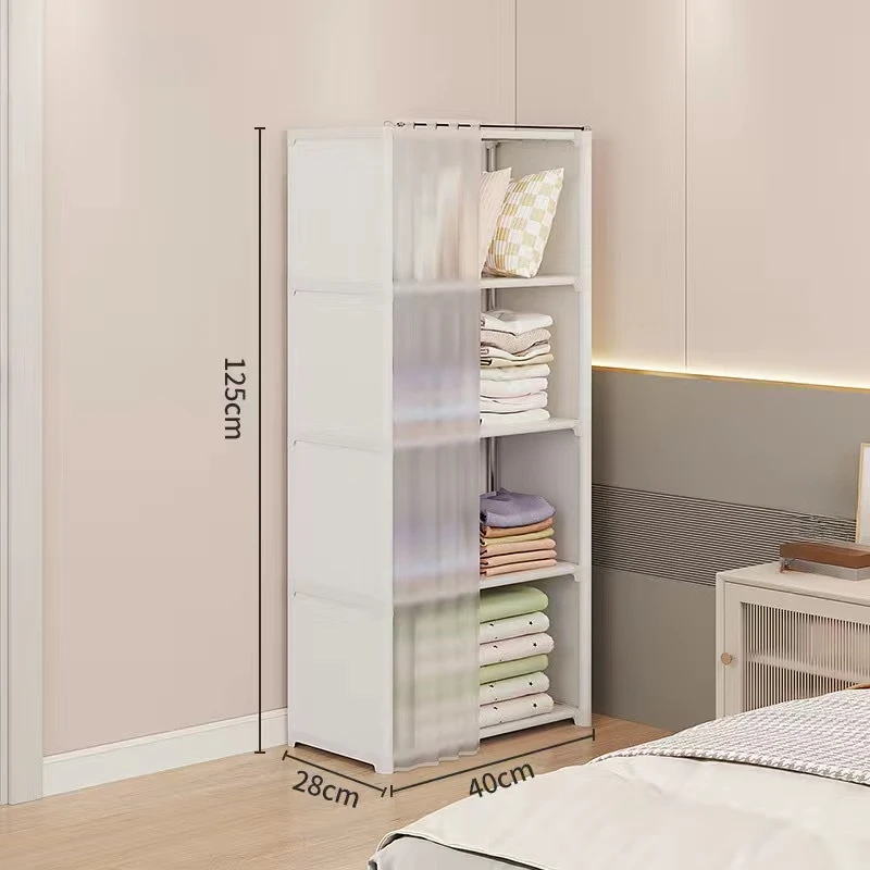 Stofdichte kledingkast met gordijnen Meerlaags opbergrek Open opbergkast met hoge capaciteit Eenvoudige montage Slaapkamermeubilair: Rood