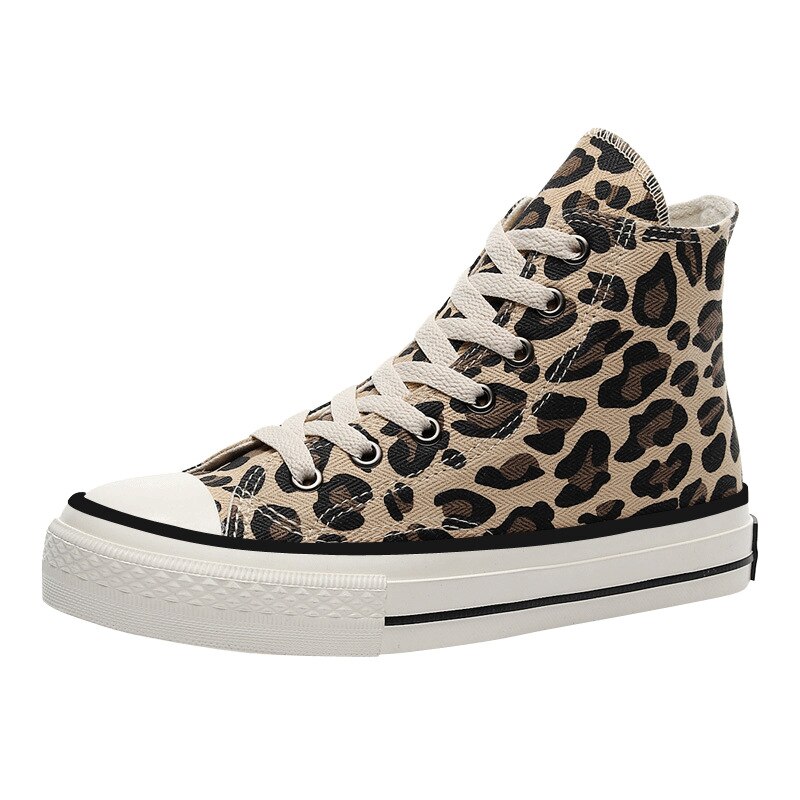 Pigesko leopard tiger sneakers lav top høj gummisko god 35-40 flad hæl snøre klassiske basic casual sko chic