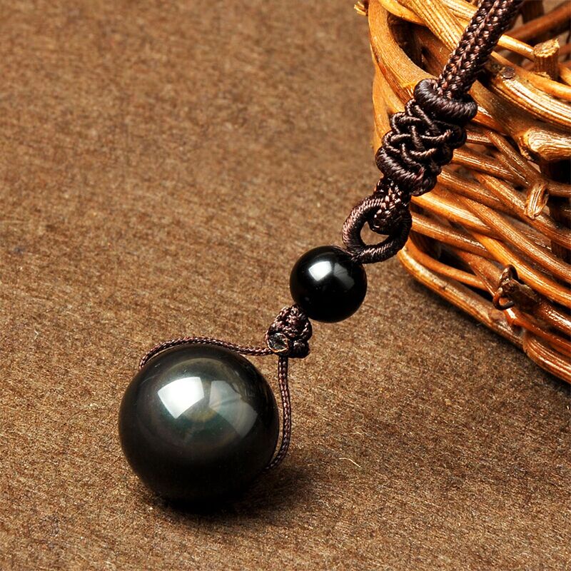 Natuurlijke Obsidiaan Regenboog Bead Hanger Ketting Voor Vrouwen Mannen Amulet Talisman Lucky Sieraden