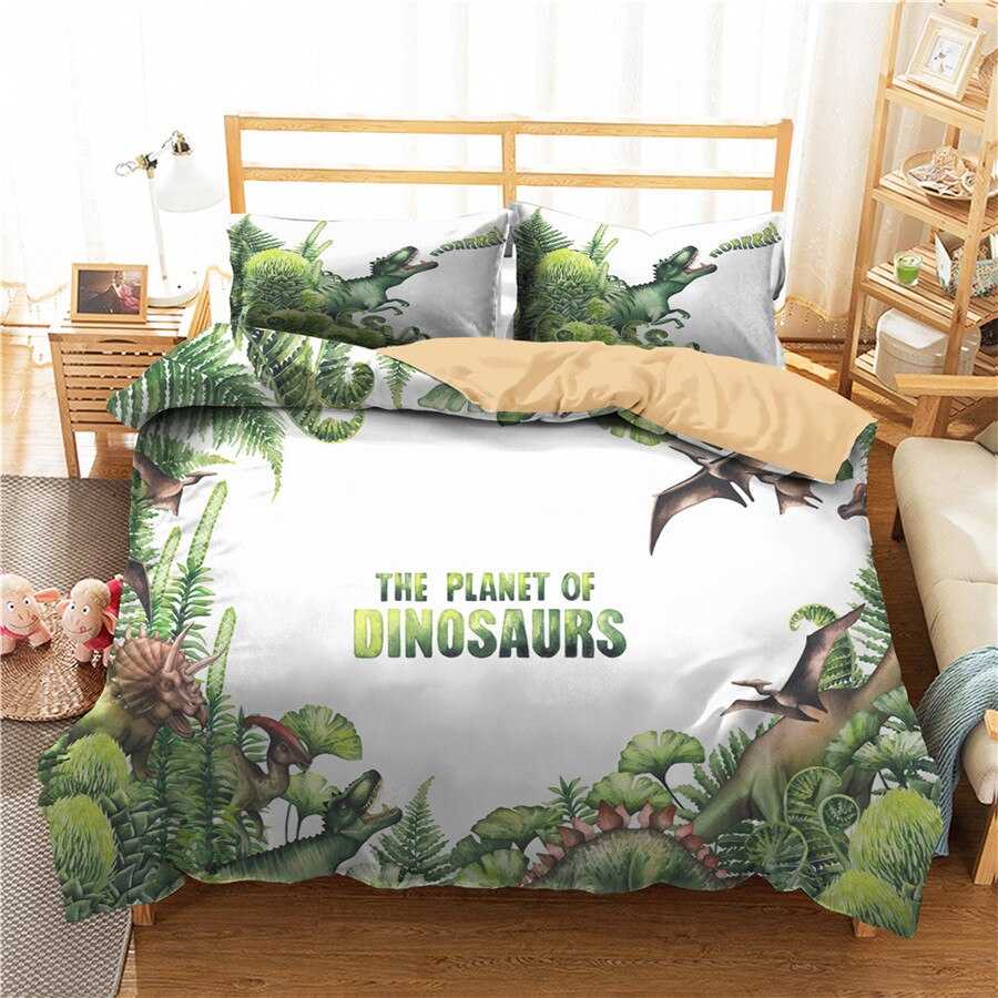 Ett sängset 3d tryckt påslakan sängset dinosaurie hemtextilier för vuxna sängkläder med örngott  #dg09