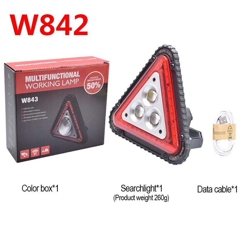 COB Glare Floodlight USB Charging Car Triangle Warning Light Wild Camping Light Outdoor Portable Traffic Light LED Work Light