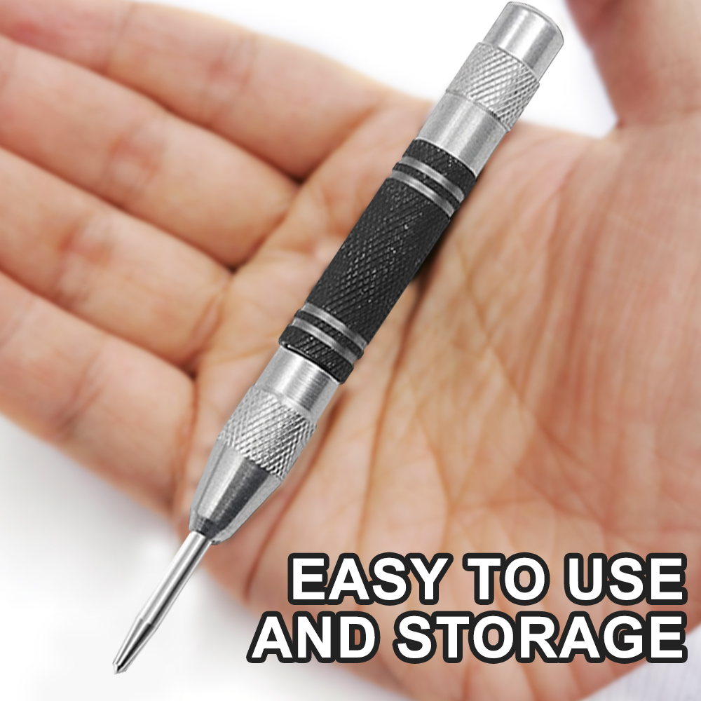 Automatic Centre Punch Universal Marking Tool for Machinists and Carpenters with Adjustable Spring Loaded Metal Drill