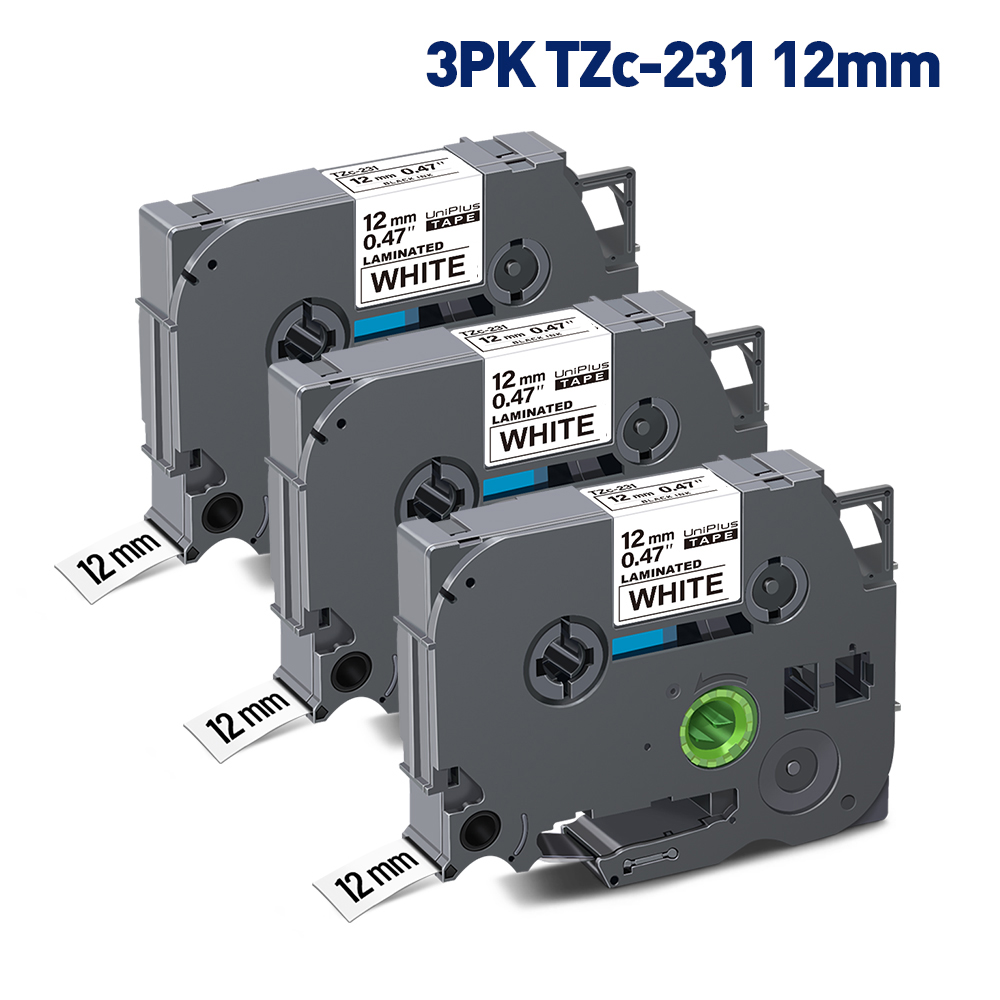 UniPlus 6PK 12mm taśma z etykietami 631 drukarka etykiet Case H110 twardy EVA Box odporny na wstrząsy kompatybilny dla Brother PTouch PTH110 PTH100 torba: 3PK 231