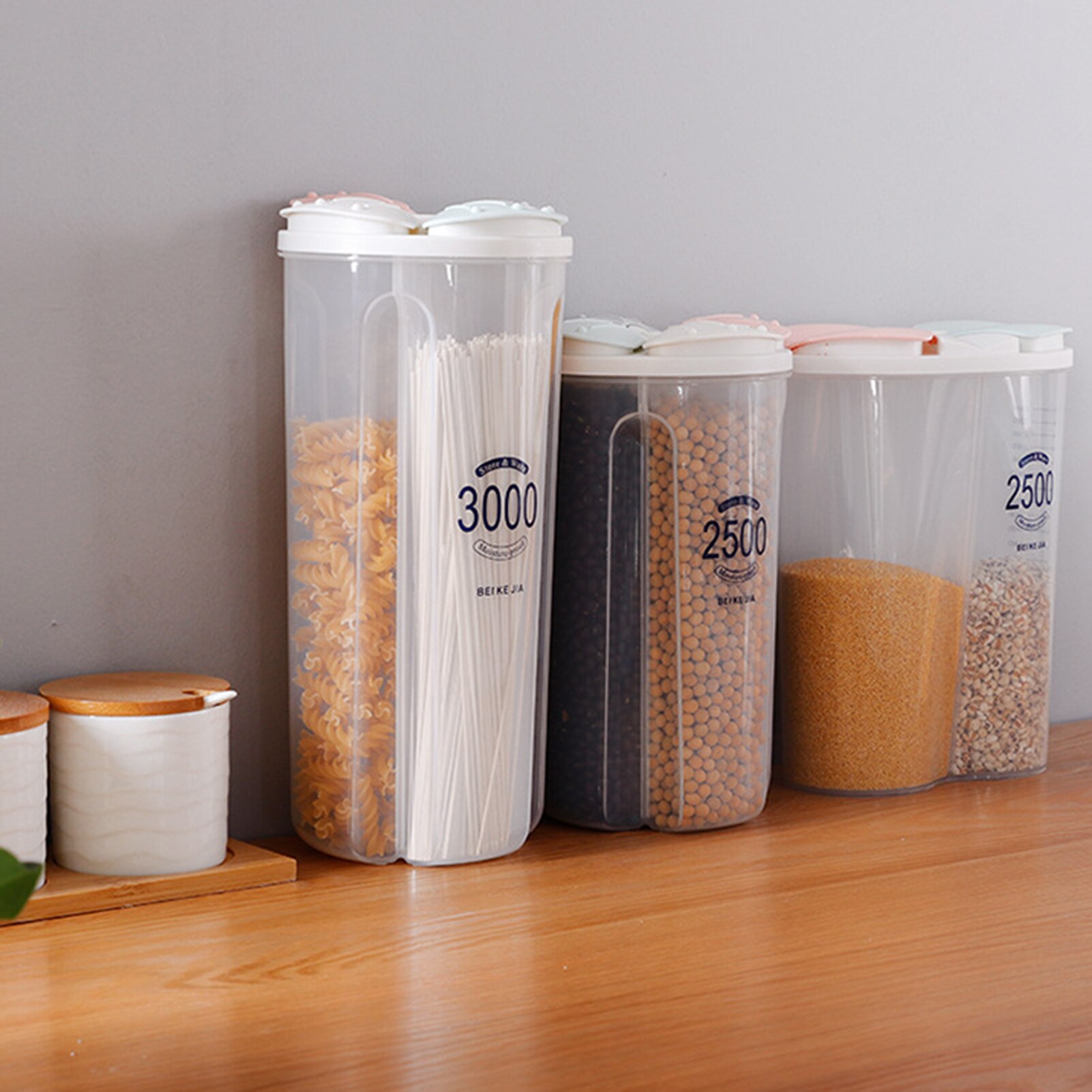 3000ml Food Storage Container Plastic Kitchen Refrigerator Noodle Box Multigrain Storage Tank Transparent Sealed Cans