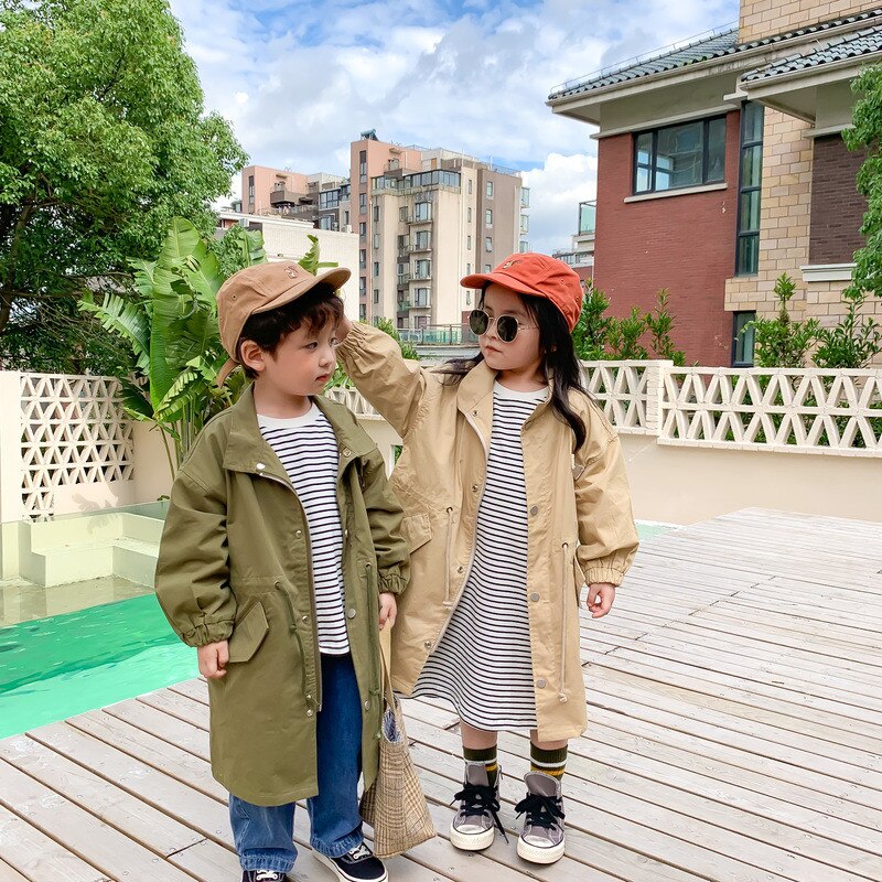 Jongens En Meisjes Jas Kinderen Trenchcoat Herfst Revers Lange Geul Dubbele Borst Windbreaker Voor Meisje Kids Jas Voor 1-6Y