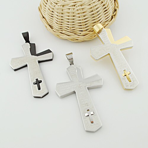 catholic scripture Cross For Man s.steel pendant necklace crucifix classical men's jewelry for him WP666