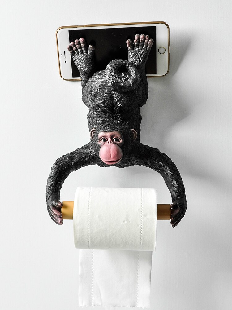 Gibbon Statue Wand Dekoration Wc Tissue Halter Loo Ledge Schwarz Affe skulptur figuren Hängen Rolle Tissue halter: monkey