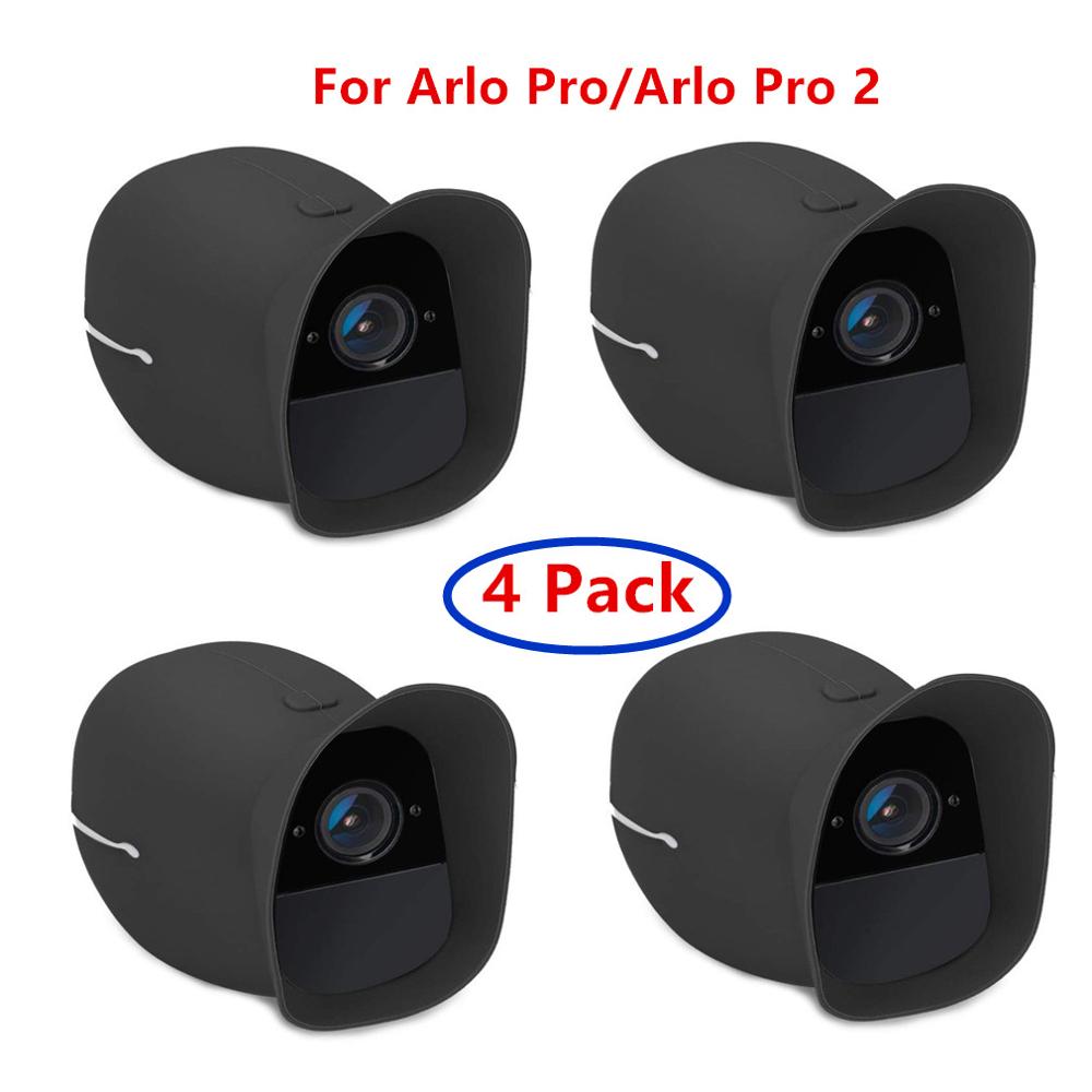 4 Pack Cover Skins voor Arlo Pro en Arlo Pro 2 Draadloze Smart Security Camera, water en Uv-bestendig, Perfecte Montage (Zwart _