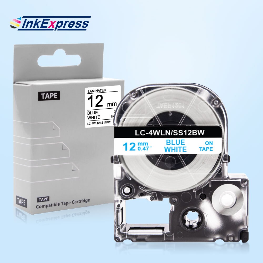 12mm taśma do projektora Epson król Jim SS12KW SC12RW SC12YW SC12BW SC12GW ST12KW taśma z etykietami LC-4WBN wstążki drukarki dla Epson drukarka do etykiet: Blue on White
