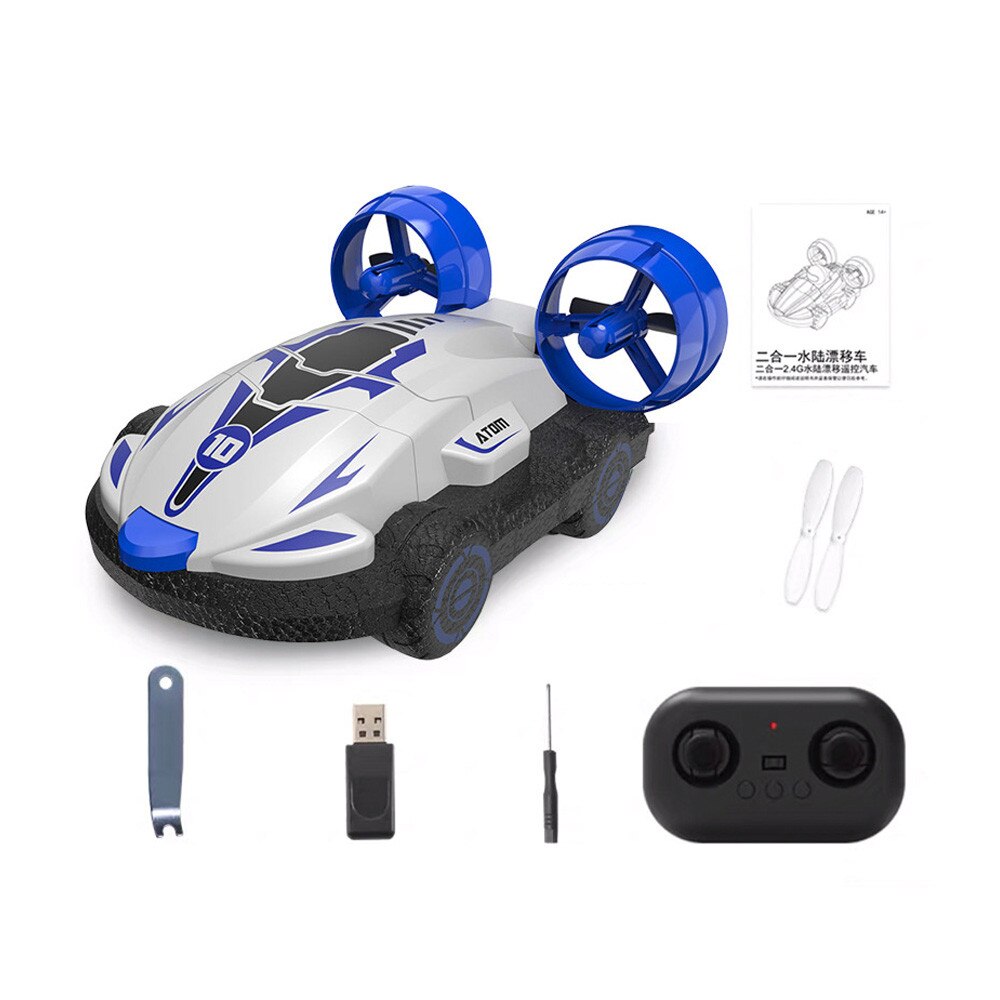 2.4g água & terra 2 em 1 anfíbio deriva carro de controle remoto hovercraft alta velocidade barco rc dublê carro para meninos modelo brinquedos ao ar livre