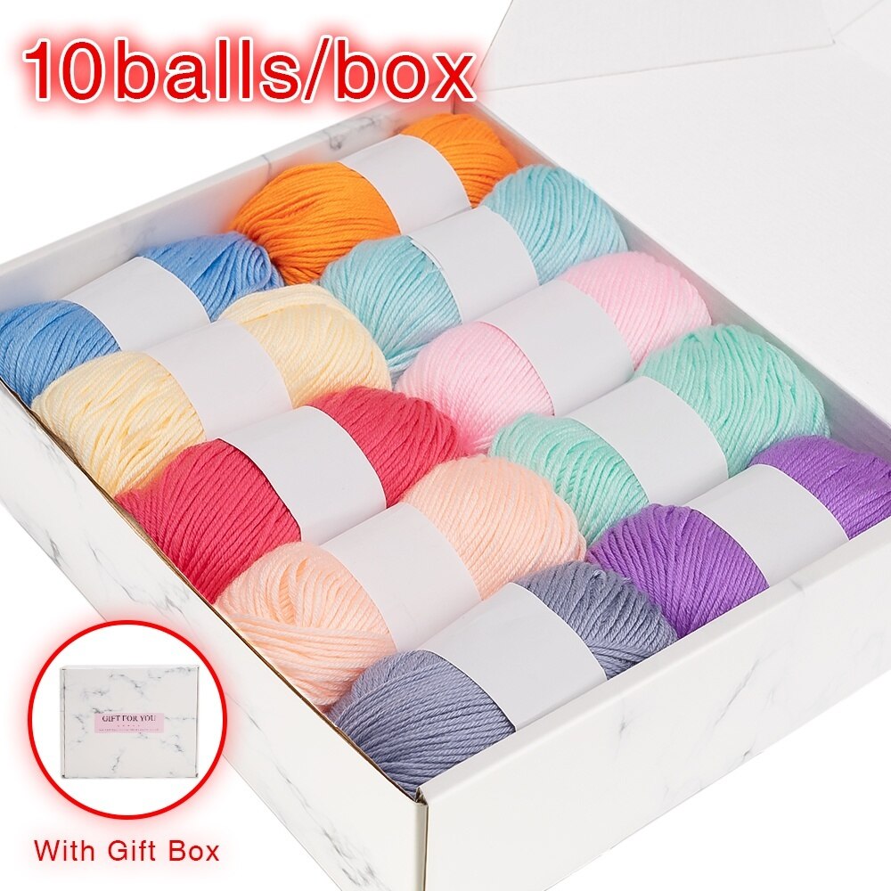 10pcs/box Colourful DIY Soft Milk Cotton Yarn Baby Wool Yarn for Knitting Children Hand Knitted Yarn Blanket Yarn Crochet