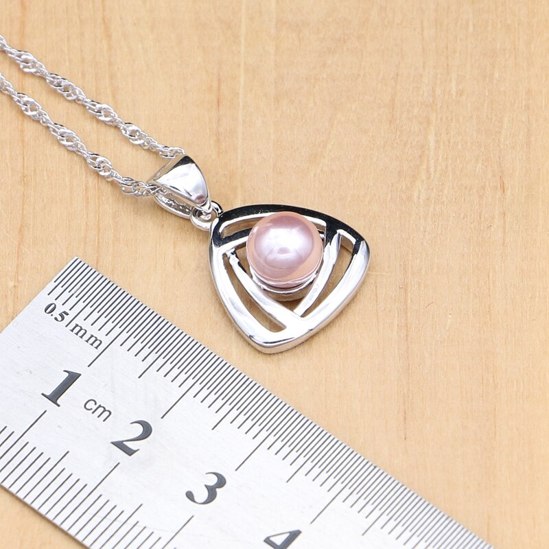 Conjuntos de joyas de plata de ley 925 para mujer, cuentas de perlas rosas, decoración para , joyería de plata, 4 Uds.