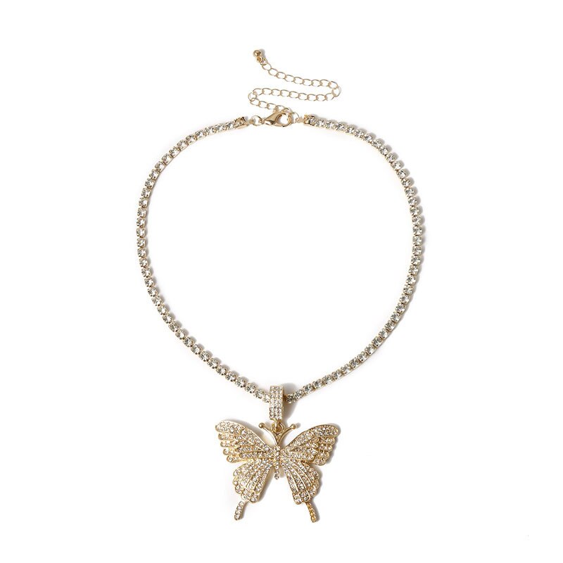 Yi chen europa e américa ornamento elegante única camada garra corrente broca colar simples versátil cravejado homem-feito diamante mas: Gold Tone