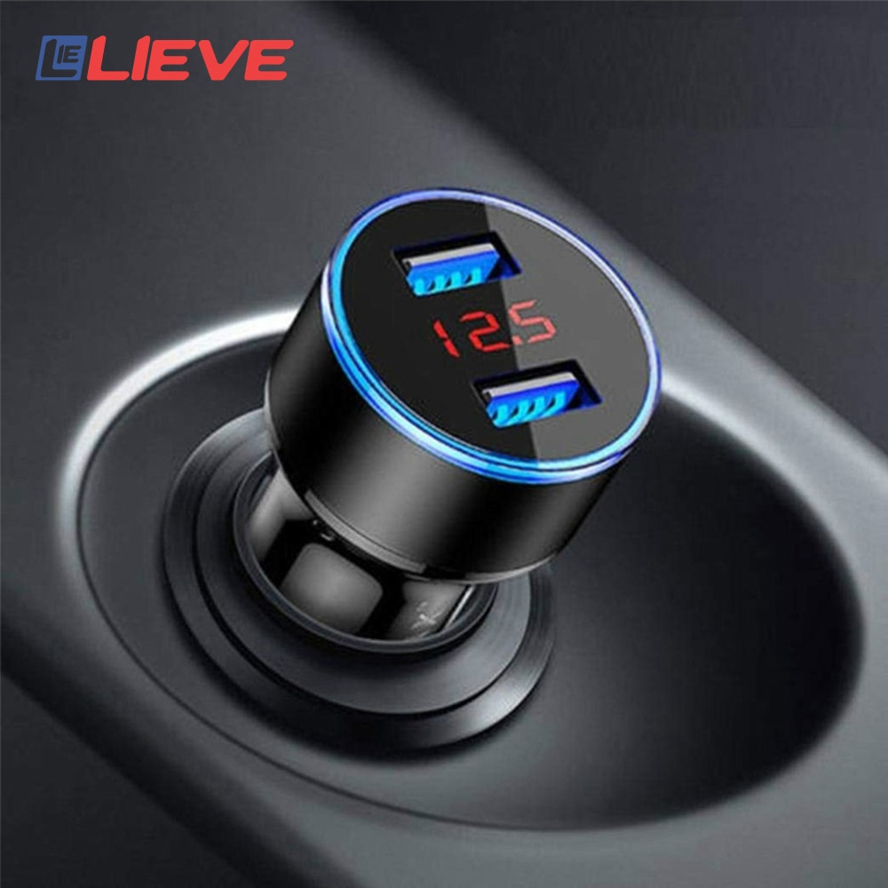 Cargador de coche USB Dual 3.1A 5V con pantalla LED cargador de coche Universal para Xiaomi Samsung S8 iPhone X 8 Plus Tablet