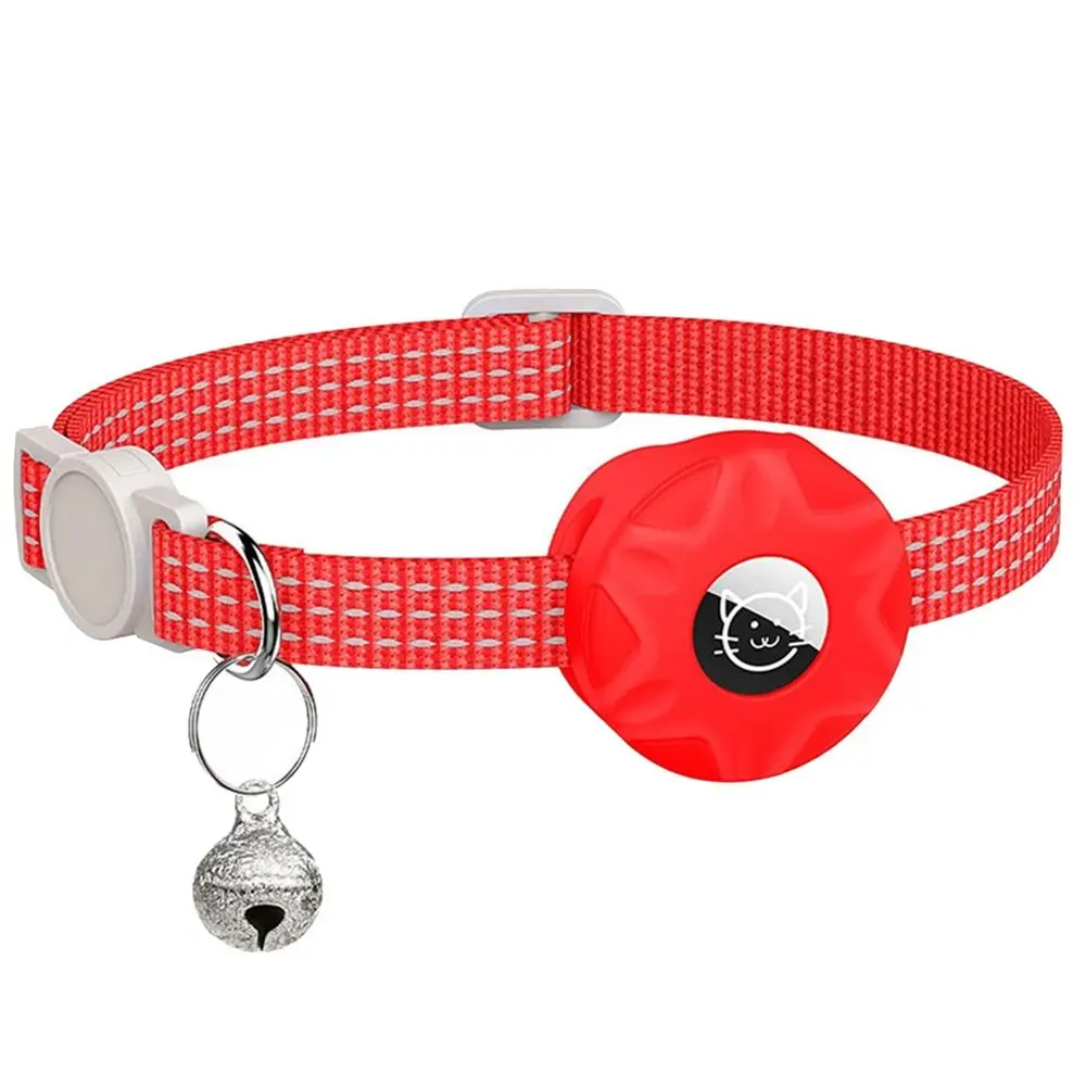 Katt med gps for airtag-tilbehør anti-tapt halsbånd for apple airtag-holder sporingsboks kjæledyrhalsbånd: Lys gul