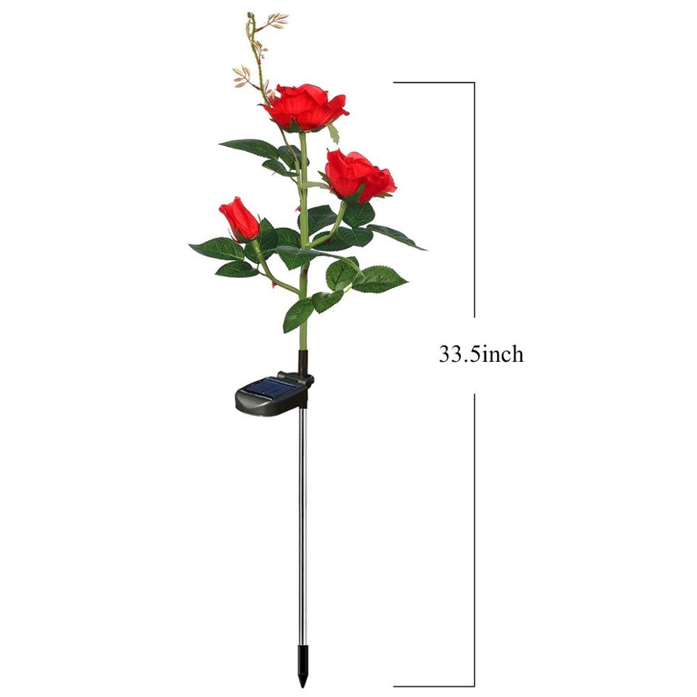 Udendørs vandtætte solar rose led pæl lys soldrevne rose blomster lys til haven baghave terrasse dekoration