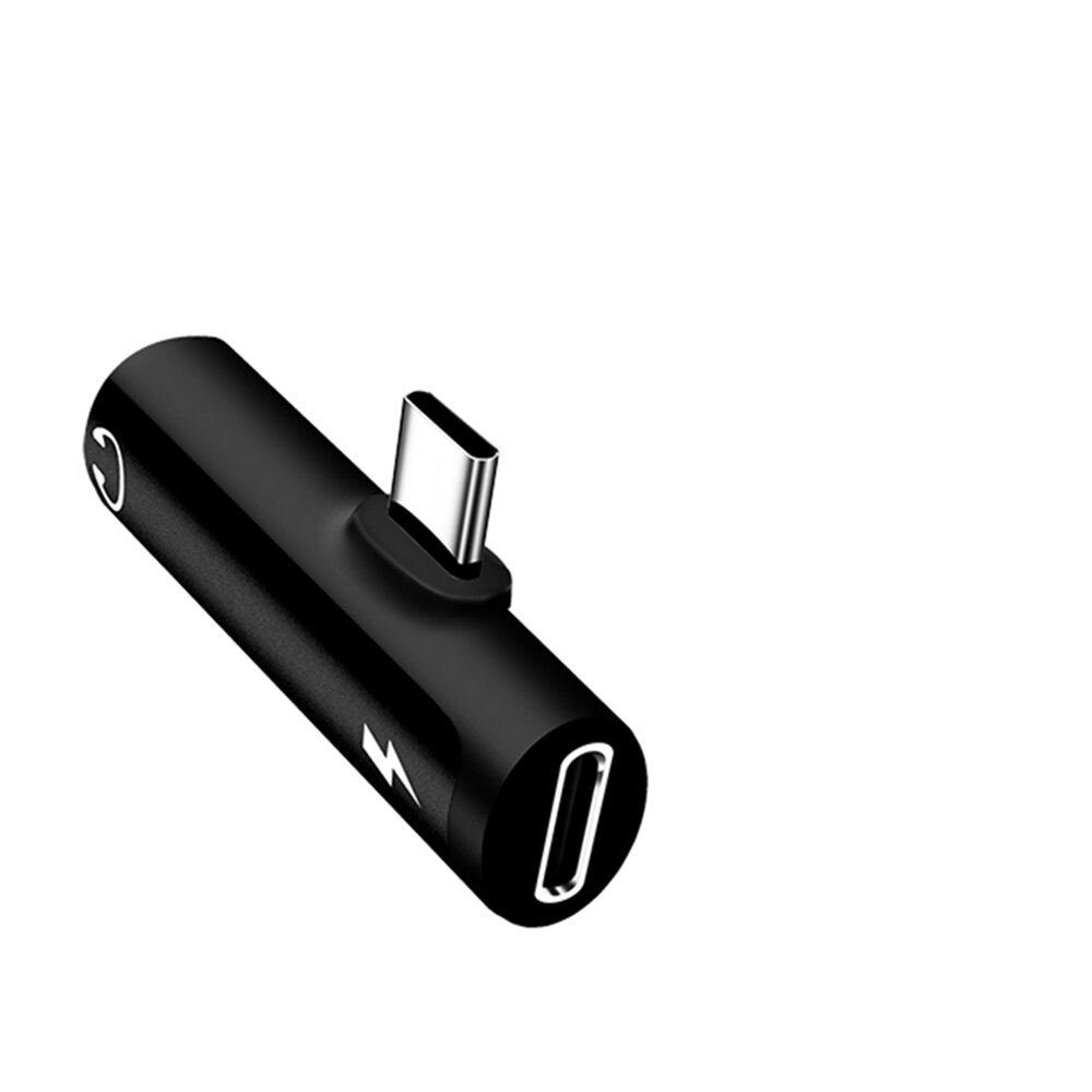 2 In 1 Typ C Zu 3,5mm Jack Kopfhörer Lade Konverter USB Typ-C Audio Adapter für Samsung s20 Xiaomi Huawei P20 Pro Typ C: Black