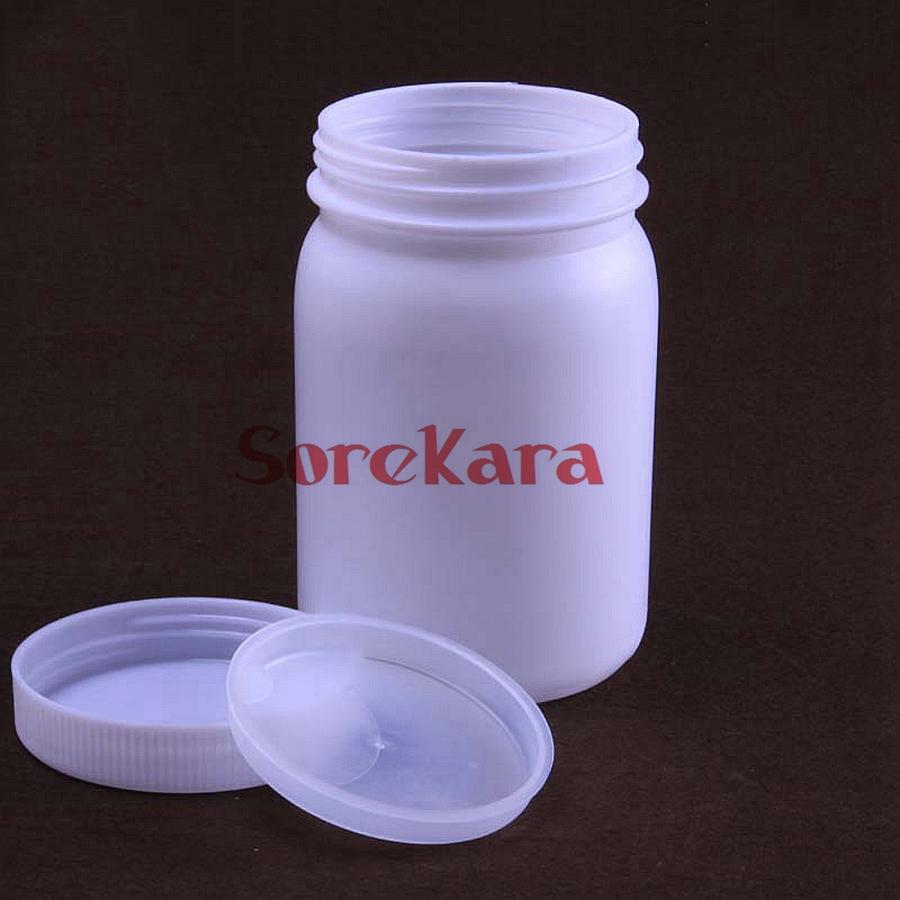 500ml White Plastic Bottle Reagent Sample Vials Plastic Lid Wide Plus Mouth