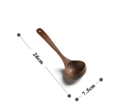 Cuchara de madera Natural para sopa, tenedor grande, cuchara para servir ensalada, conjunto de tenedor de mango largo, vajilla de madera, utensilios de cocina: 26cm