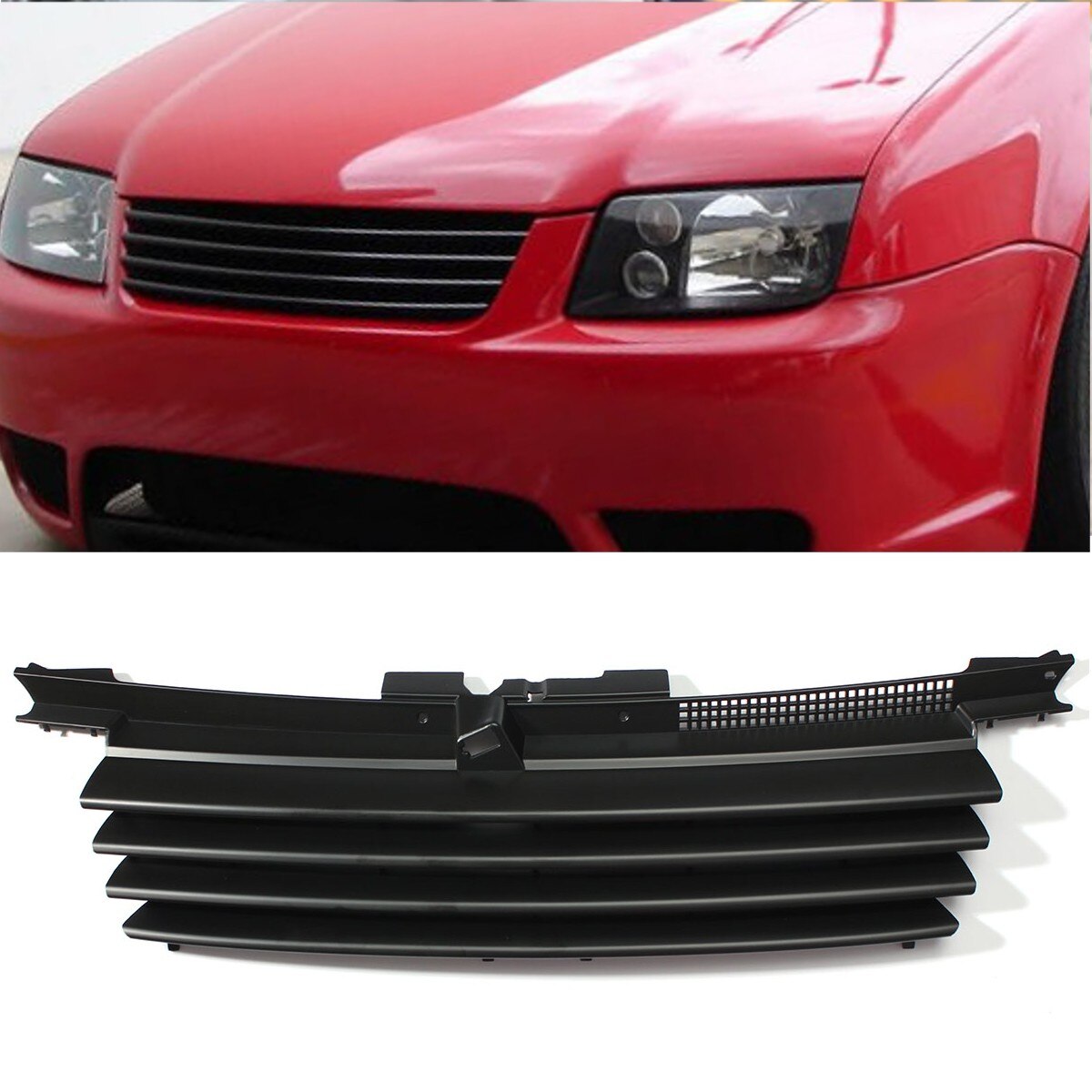 Matte Black Car Front Hood Grille Badgeless Grill For VW /Jetta /Bora MK4 1999-2004