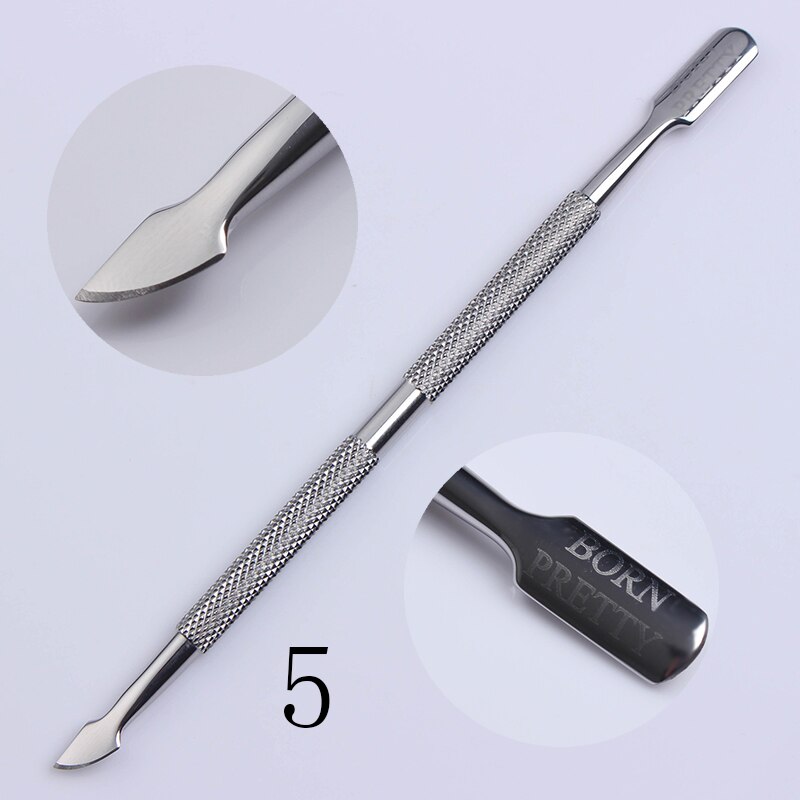 BORN PRETTY 3Pcs Stainless Steel Nail Cuticle Pusher Spoon Remover Cutter Nipper Clipper Nail Scissors Nail Art Tools