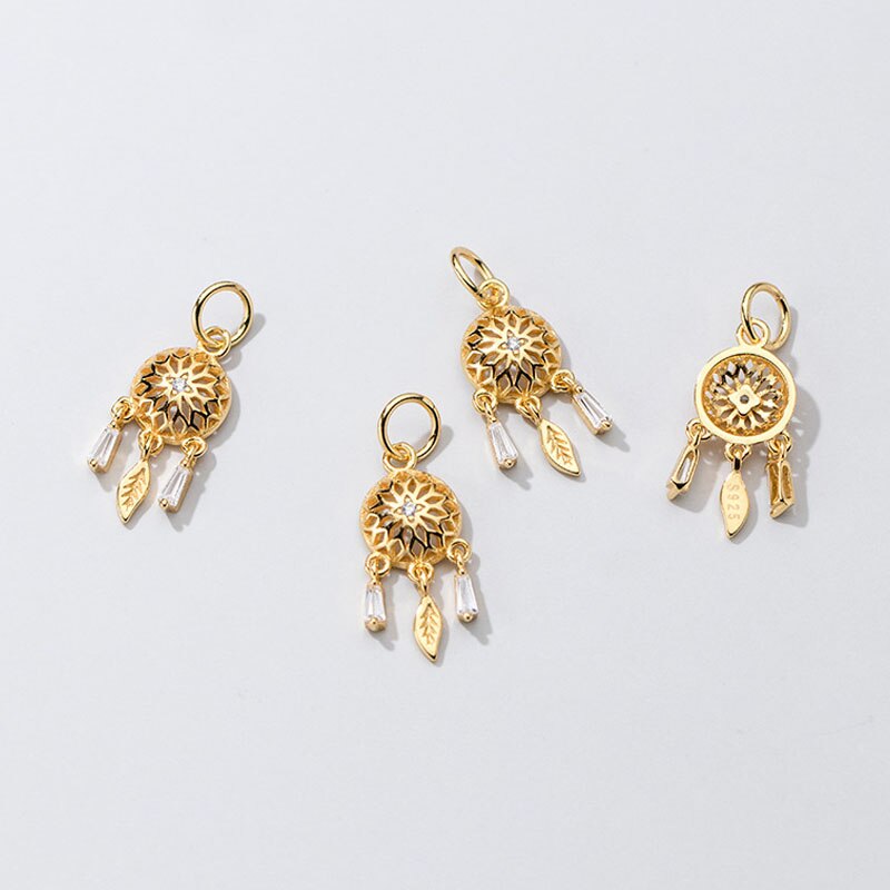 Trustdavis 925 echte sterling silber süßer traumfänger zirkonia charm anhänger handgefertigt diy accessoires  dz54