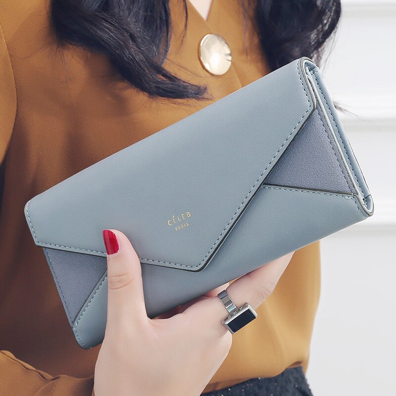 Cartera tipo sobre mate con Clip para billetes grandes para mujer,
