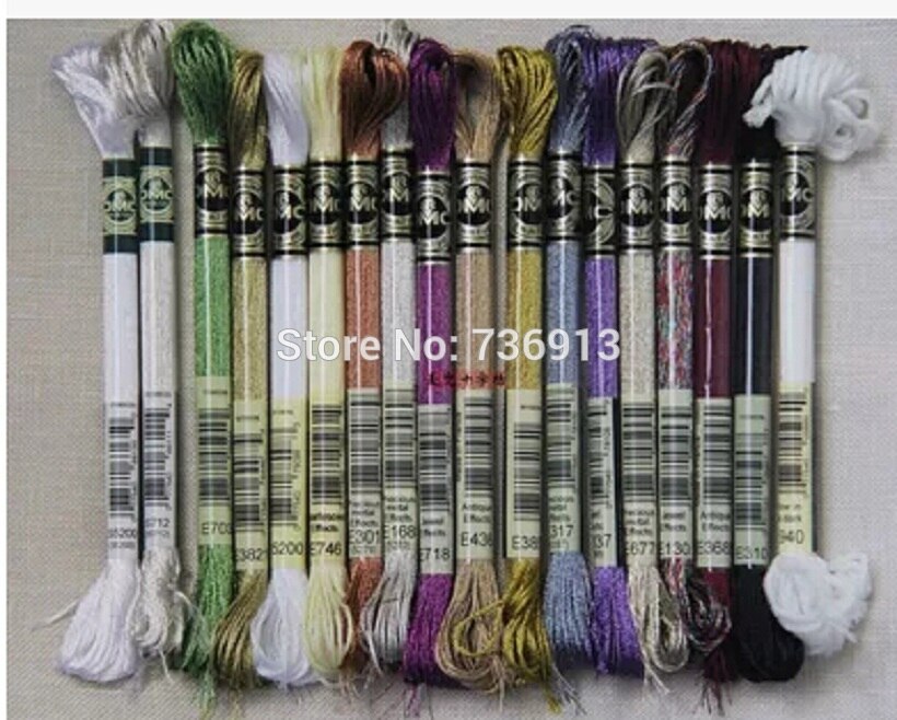 Linha de bordado dmc/linha de ponto cruz de metal/linha de algodão metálico/linha de fio de metal