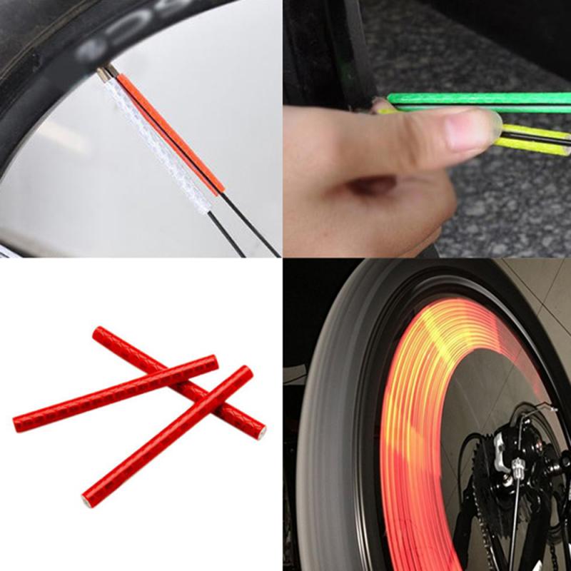 Fahrrad Zubehör Warnung Streifen Reflektor 75mm Fahrrad Aufkleber Reflektierende MTB Reiten Rad Felge Sprach Radfahren Montieren Rohr 12Pcs