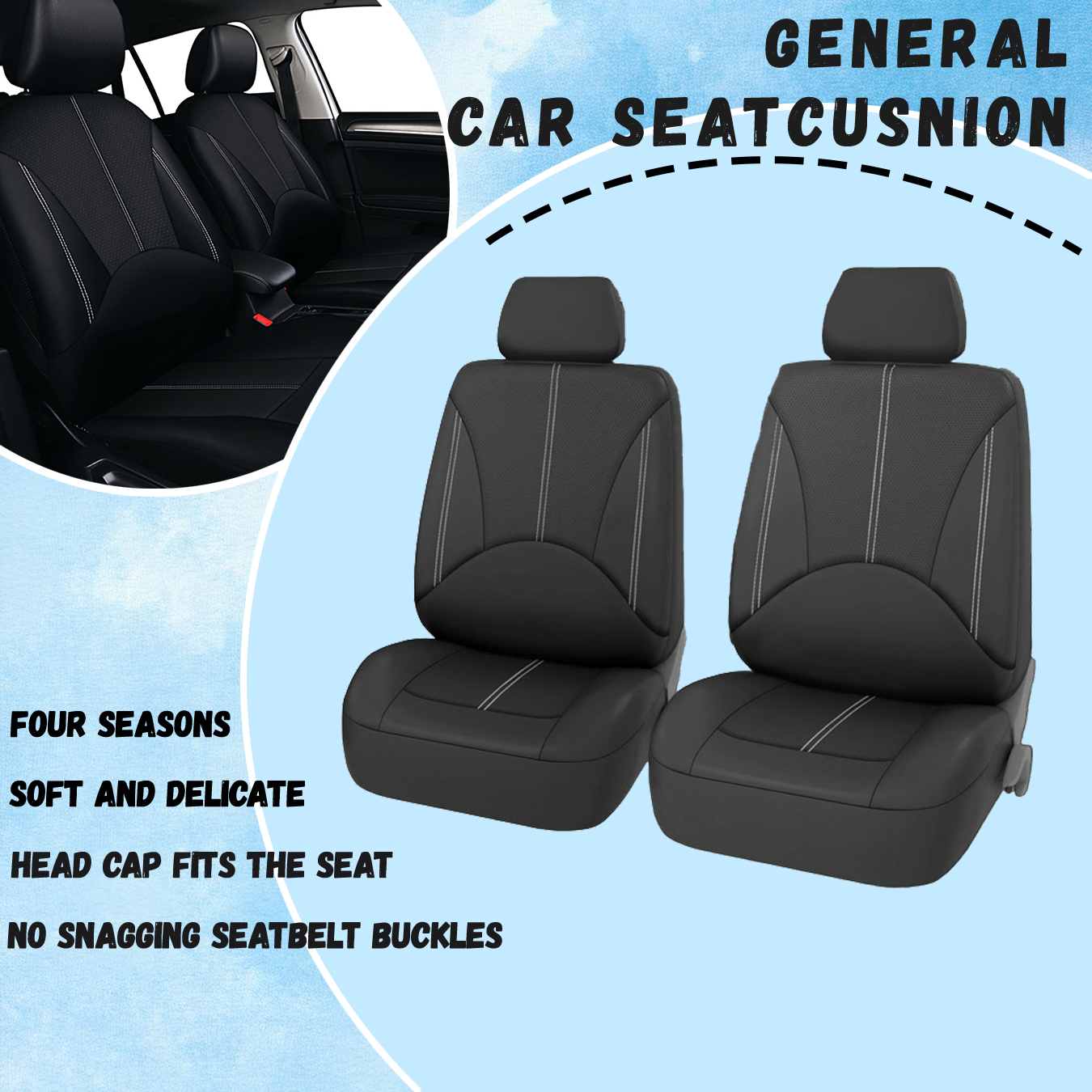 Kunstleer autostoelhoezenset Ademend autostoelkussen Universele, volledig verpakte stoelhoes Compatibel met airbag: appelgroen