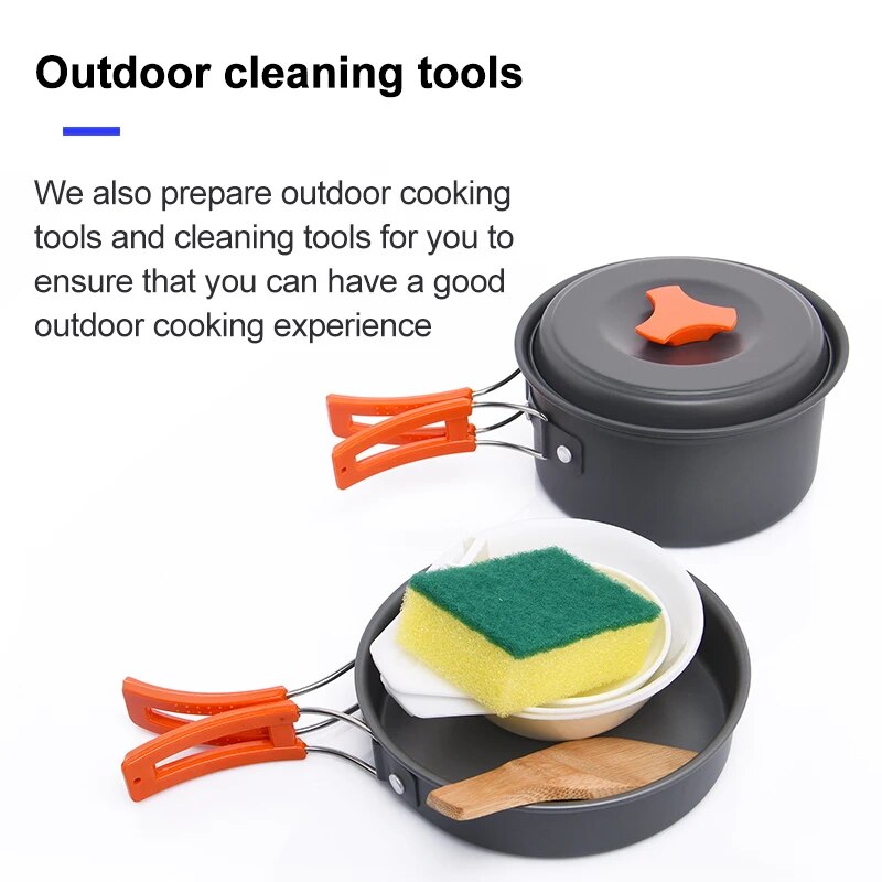 Annulation ESEA-Batterie de cuisine de camping, ensemble de casseroles d'extérieur, plats touristiques, melon, équipement de cuisine, ustensiles de randonnée, pique-nique, voyage
