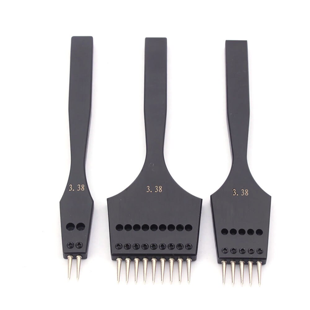 Leather Punch tool Sharp Head Replaceable Pricking Iron Removable Round Hole Punch Leather Craft Chisel 4 Size Available: 3.38mm 1set