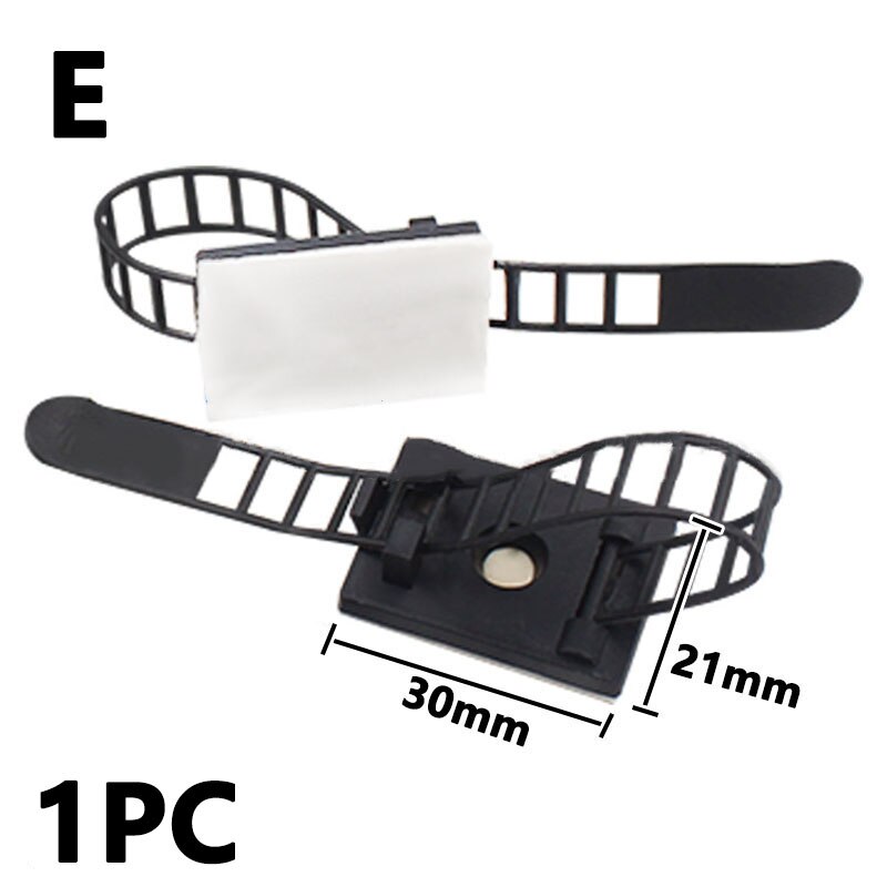 10PC Cable Tie Mounts Adjustable Wire Ties Cable Clips Clamp Plastic Self Adhesive Cable Organizer Fix Holder Cord Management: E