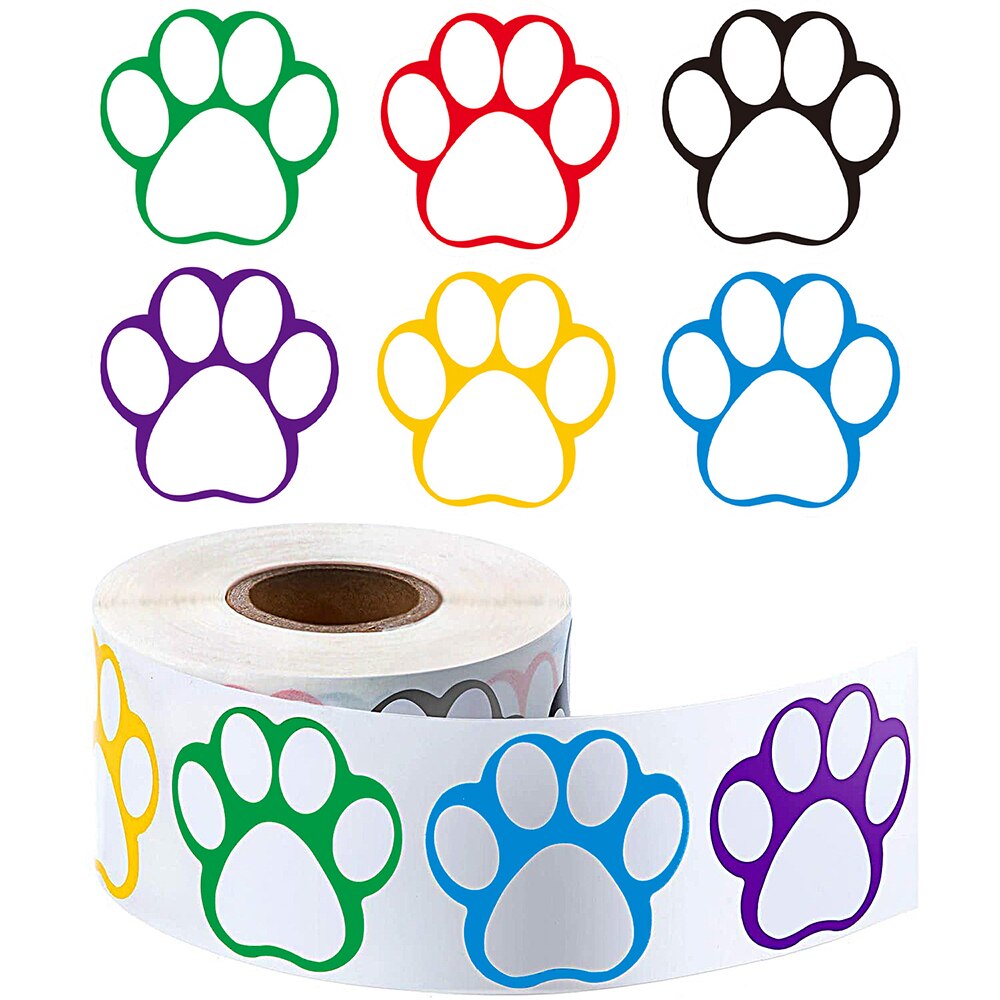 100-500pcs Colorful Paw Print Reward Stickers Dog Cat Bear Paw Labels Stickers for Laptop Teacher Student Scrapbookinng Sticker: QY867-500pcs