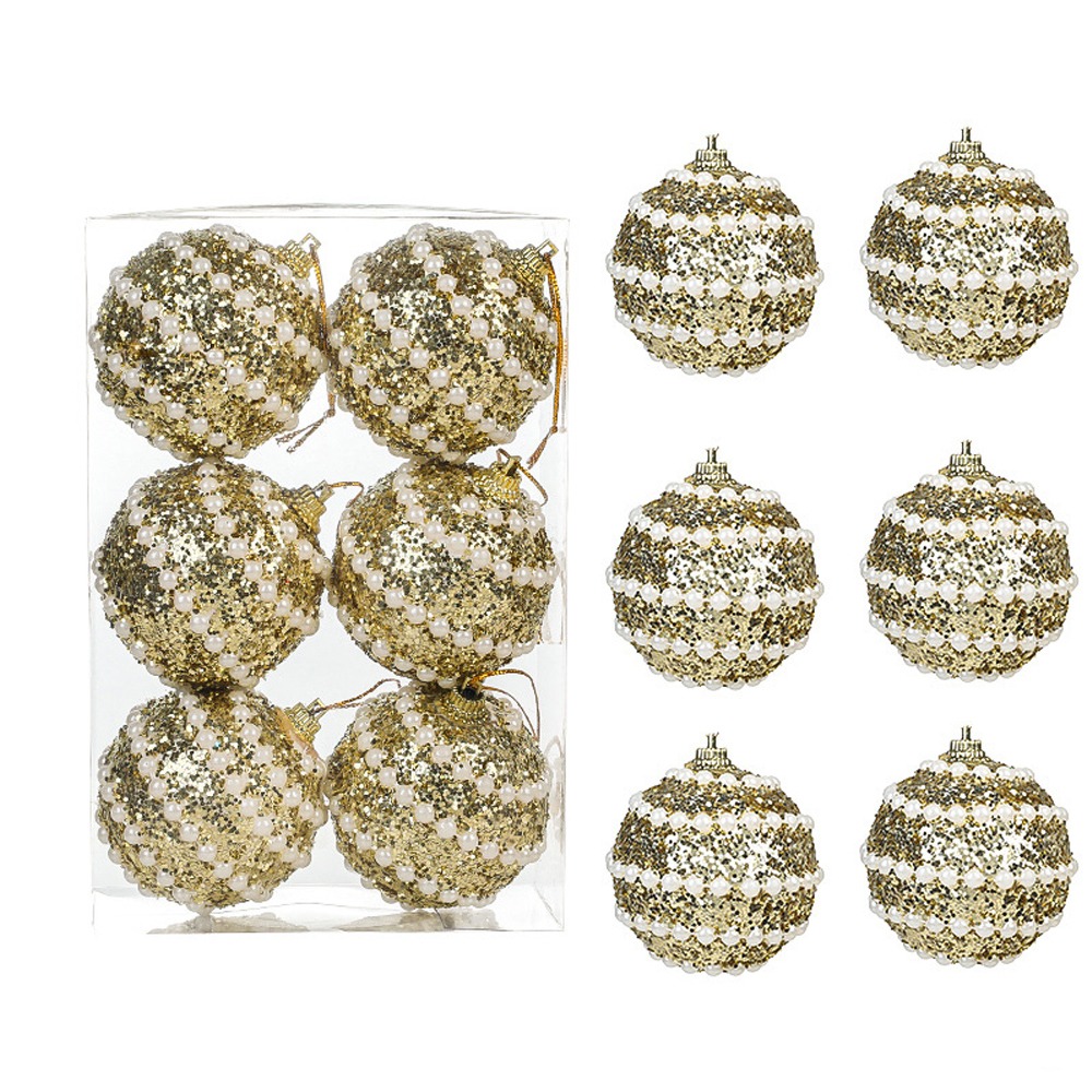 6 stuks witgoud schuim kerstballen hanger onbreekbaar handgemaakte kerst hangende ballen herbruikbaar: Licht Groen