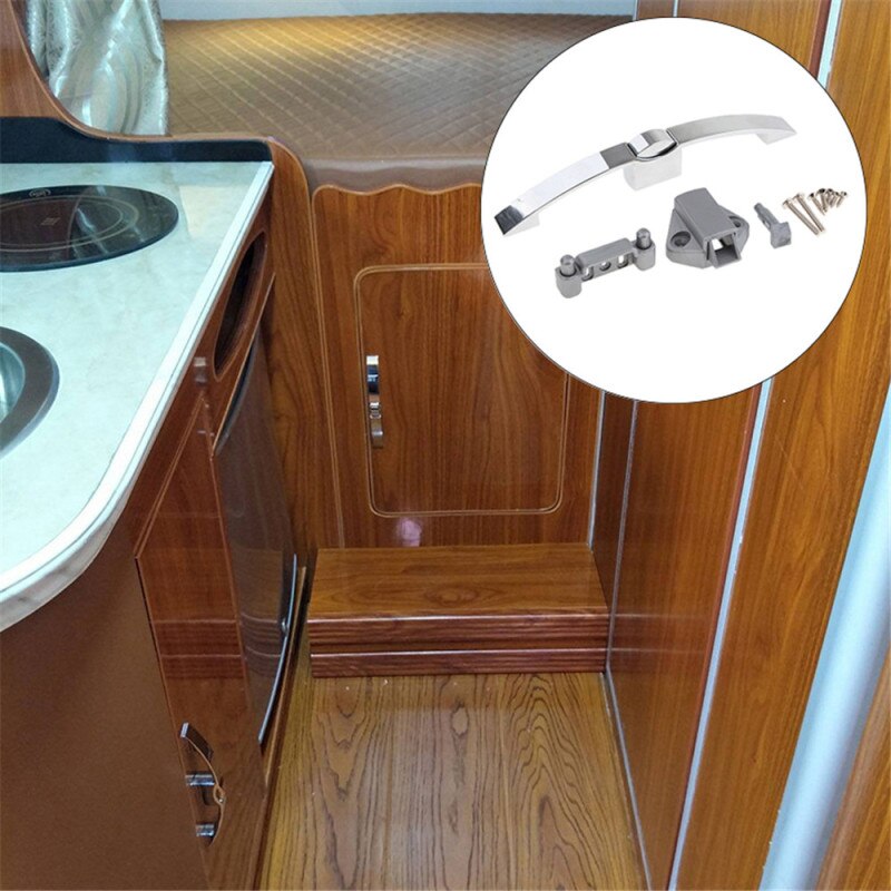 Solid Push Button Pull Handle Lock Locking Knob Cupboard Door Bright Chrome Cabinet Lock Cabinet Lock Zinc Alloy Hardware