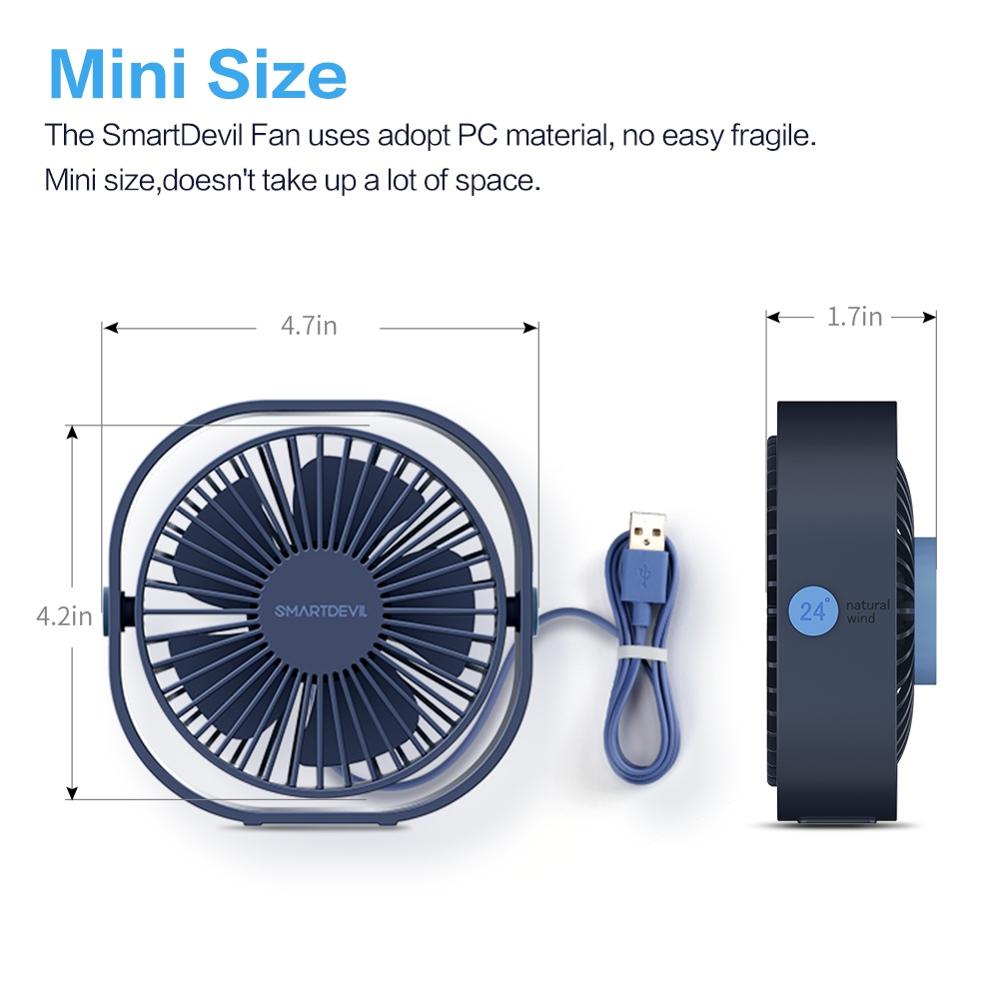 Mini ventilateur portatif personnel de refroidissement de vitesse des ventilateurs 3 de bureau d'usb de SmartDevil avec l'angle réglable de Rotation de 360 pour le ménage de bureau
