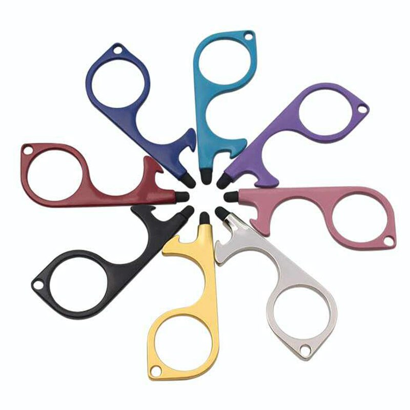 EDC-abridor de puerta sin tocar, botones de pantalla, herramientas de prensa, protección de seguridad, aislamiento sencillo, sacacorchos, llavero, accesorios para el hogar