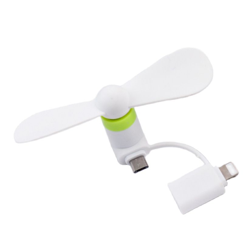2 IN 1 Reise Tragbare Handy Mini Fan Kühlung Kühler Für iPhone 5 6 6S 7 Plus 8 X für Android Typ-c: WHITE