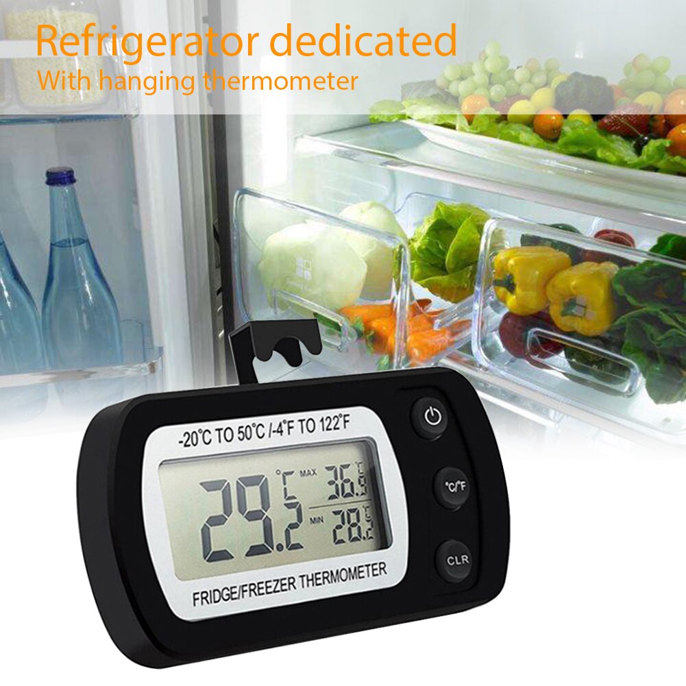 Waterproof LCD Digital Thermometer Refrigerator Freezer Temperature Humidity Sensor Meter Thermometer with Magnet Hook