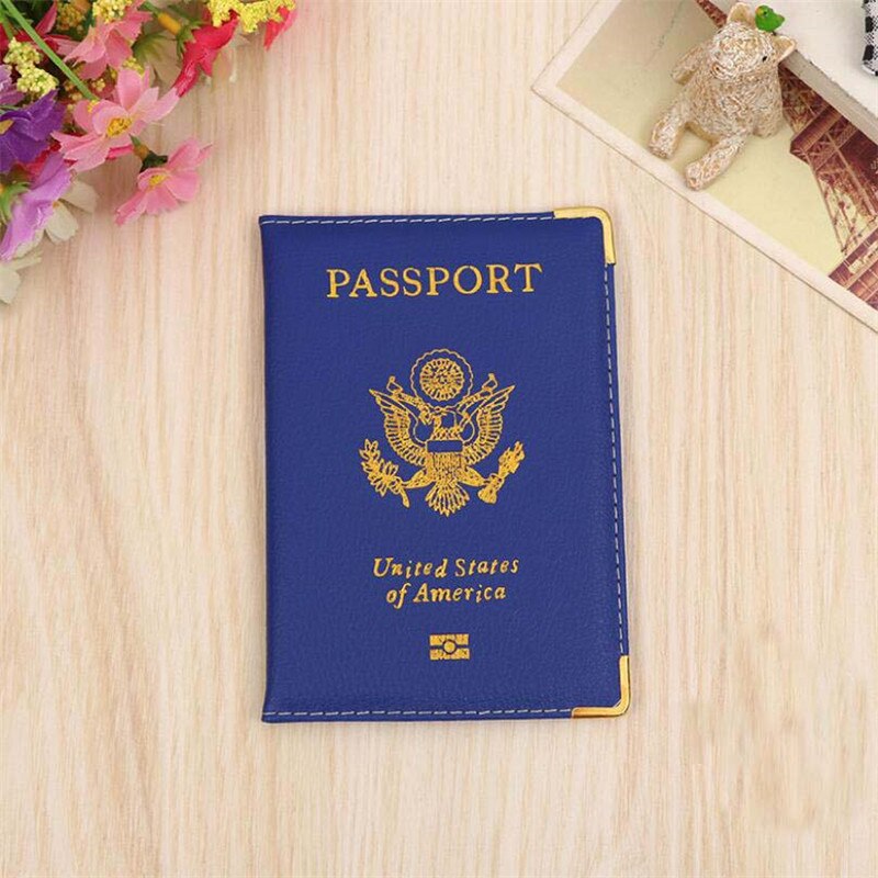 Reizen Lederen Covers Voor Paspoorten Usa Amerika Paspoort Deksel Vrouwen Meisjes Ons Paspoort Covers Paspoort Case Protector: Dark Blue