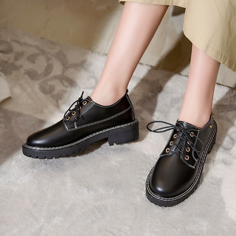 Brune oxfords kvinder bløde lædersandaler kvinder sorte vintage sko loafers platform sandeler brune oxfords til kvinder