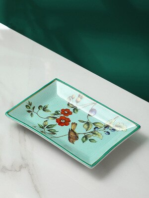 Ceramics Bathroom Set Liquid Soap Dish Toothbrush Holder/Rack Lover Gargle Cup Dental Jar Flowers &amp; Bird Pastoral Style: Soap Dish 4